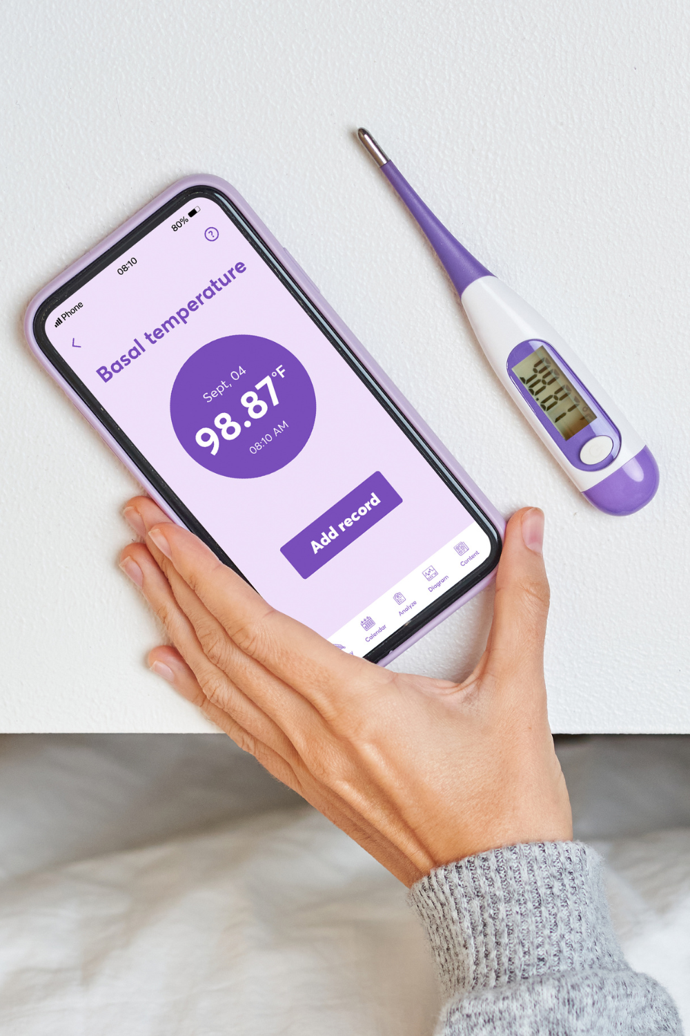 Basal body temperature can be recorded digitally in an app Recording your basal body temperature is part of cycle tracking